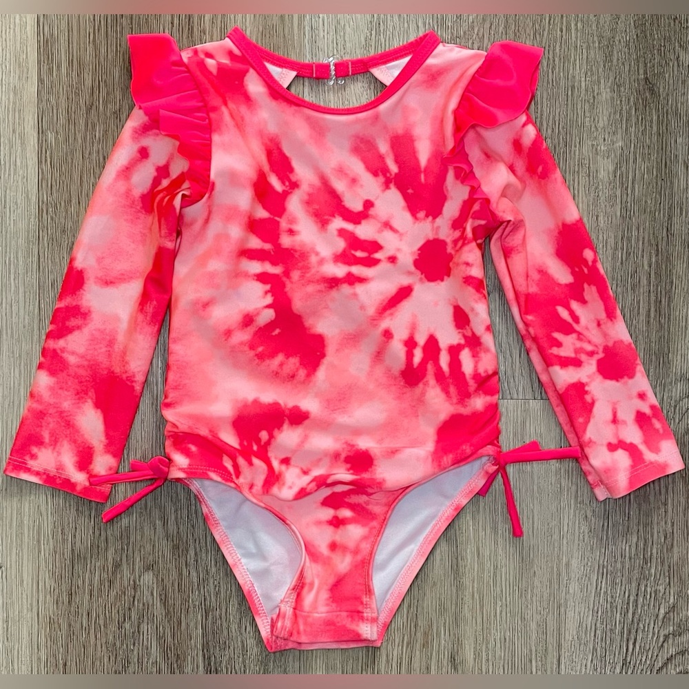 Cat and Jack Toddler One Piece, Red and Pink Tie Dye - 2T